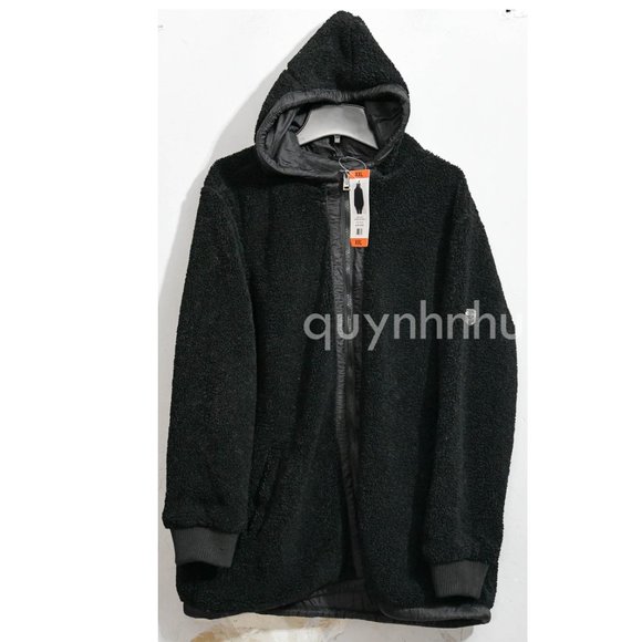 1 Madison Ladies' Fuzzy Jacketn in black - Picture 2 of 7